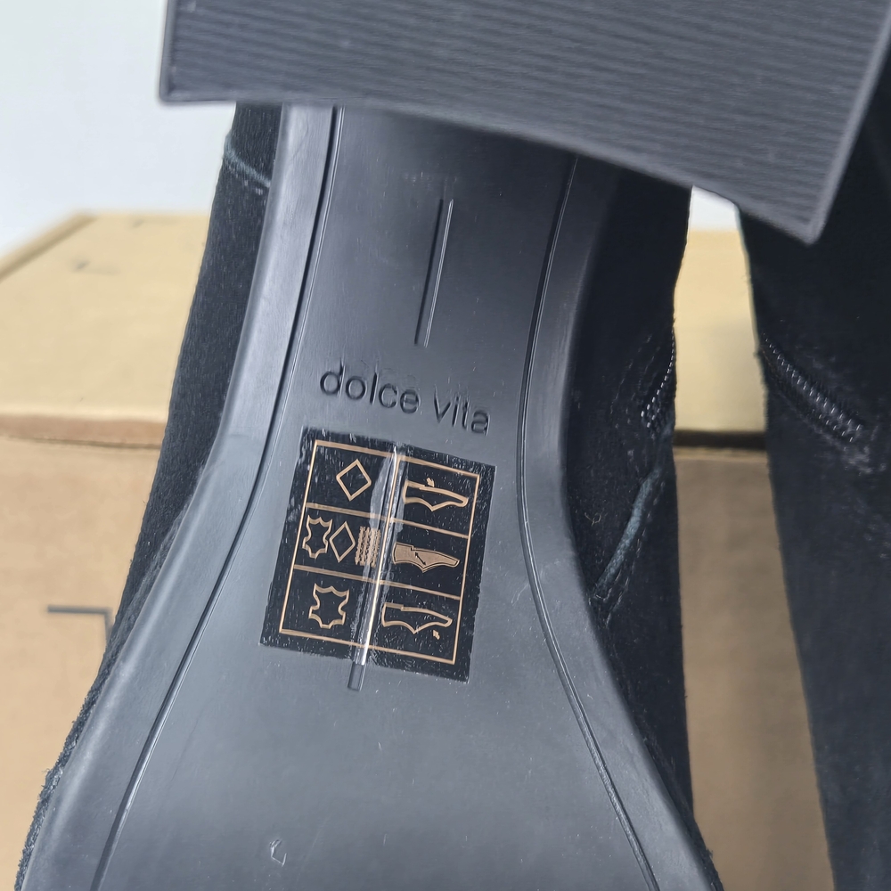 Dolce Vita Gracey Black Suede Leather Platform Block Heeled Boots Size 7.5 7 1/2 - Picture 7 of 16